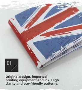 Detail view of vintage Union Jack print on a retro-style faux leather wallet