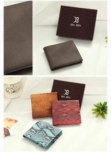 Short men's wallets in various textures and colors with premium branded gift box