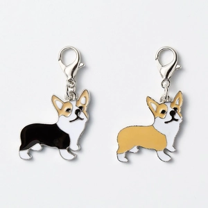 Detailed Corgi dog pendants in two color patterns with durable metal lobster clasps