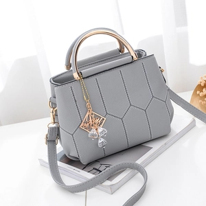 Damen Handtasche PU Leder Litchi Narbung Hexagonal Gesteppt Gold Metallgriff Schulter Umhängetasche Elegant