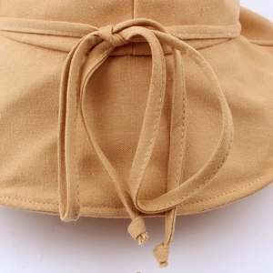 Faltbarer Damen-Sonnenhut aus Baumwolle und Leinen mit breiter Krempe und eleganter Schleife