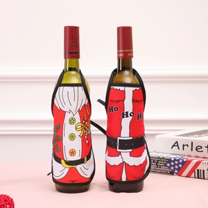 Mini Christmas aprons for wine bottle decoration with Santa and festive patterns