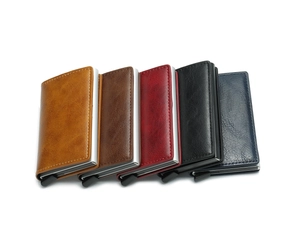 Slim RFID blocking credit card holders in five colors with automatic pop-up mechanism
