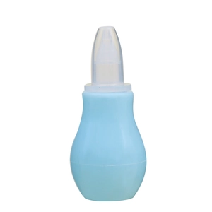 Manual blue silicone pump baby nasal aspirator with transparent nozzle for infant care