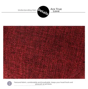 Macro detail of red linen weave showing breathable cross-stitch fabric texture for sun hats