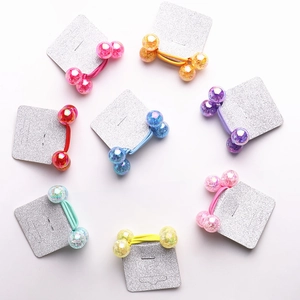 Set of 8 colorful glitter bead hair ties with high elasticity on display cards
