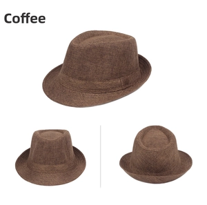 Detailed views of a breathable brown fedora hat with textured weave and matching band