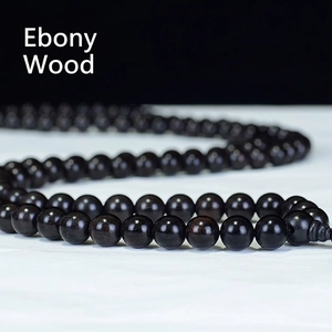 Classic 108 ebony wood prayer beads bracelet with smooth texture and deep brown color