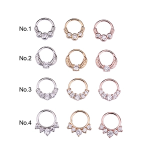 Septum Clicker Nose Ring Copper Cubic Zirconia Tribal Ethnic Indian Piercing Jewelry Cartilage Earring Hoop