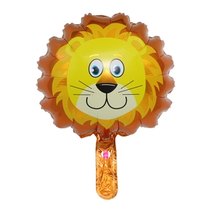 Mini palloncino in alluminio a forma di testa di leone cartone animato con finitura lucida