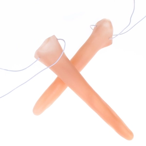 Flesh-colored long witch nose prop with white hanging string for Halloween cosplay