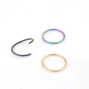 316L stainless steel hoop rings in black, gold and rainbow colors for septum or ear piercing