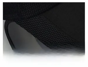 Vista macro de las costuras de alta densidad y tejido de malla en el gorro negro