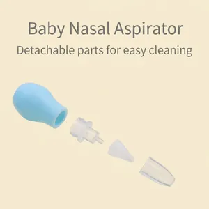 Manual baby nasal aspirator with detachable silicone pump and transparent nozzle components