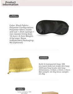 Detailed specs of black polyester sleep mask with three-layer structure for travel comfort
