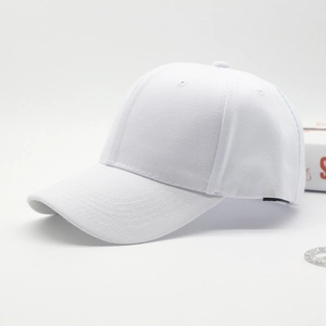 Classic plain white baseball cap for outdoor hiking with a curved brim and solid finish