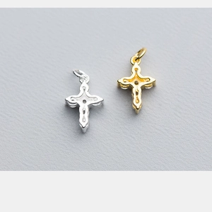 S925 silver gold-plated cross pendants with zircons in gold and silver colors