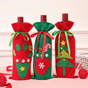 Christmas Wine Bottle Cover Felt Fabric Festive Holiday Table Decor Tree Snowflake Glove Patterns Party Supplies