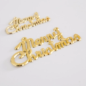 Golden Merry Christmas letter plates for festive tree and wreath decoration set