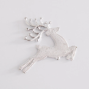 Silver glittery reindeer Christmas tree ornament with hanging hole for DIY crafts