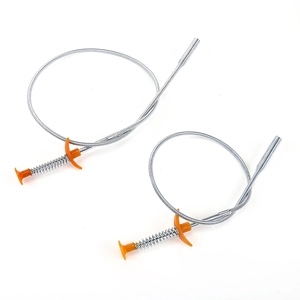 Flexible spring claw grabber tool with orange handle for drain cleaning 2-piece set