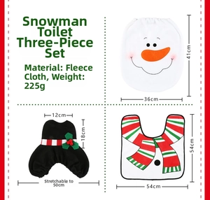 Größentabelle für das 3-teilige Schneemann-WC-Set mit detaillierten Stoffmaßen
