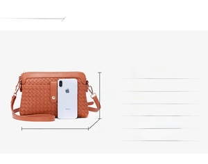 Detailed size chart for handmade woven shoulder bag showing 24x15x11cm dimensions