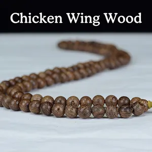 Bracciale Mala in legno di Wenge lucido 108 grani con venature naturali del legno