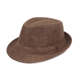 Men Breathable Cotton Polyester Woven Fedora Hat Classic Sun Protection Outdoor Travel Casual Jazz Hat Short Brim Summer Beach Cap