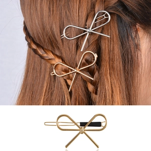 Minimalist Metal Bow Hair Clip Alloy Geometric Elegant Barrette Headwear For Women Girls Daily Styling