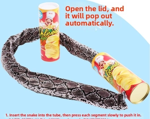 Close-up of the spring-loaded prank snake popping out from the chip canister