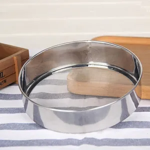 High-quality 304 stainless steel 60 mesh flour sifter on a rustic striped kitchen cloth
