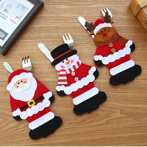 Christmas Cutlery Bags Felt Santa Snowman Reindeer Shaped Tableware Holders Festive Dining Table Decorations Novelty