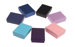 Rectangle cardboard jewelry gift boxes in seven colors with fine textured finish
