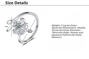 Macro detail of cherry blossom flower ring showing 11mm height and 18mm inner diameter size