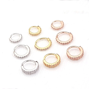 Orecchini A Cerchio Rotondi In Rame Micro Pavé Zirconia Cartilagine Piercing Gioielli Anello Al Naso Per Donna