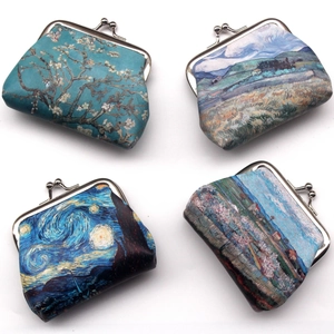 Vintage Van Gogh oil painting coin purses with retro metal clasp closures