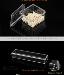 Clear acrylic storage box for jewelry with magnetic closure, size 24.5x6x3.5cm