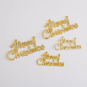 Merry Christmas Sign Pendants Plastic Metallic Texture Hollow Hanging Decorations For Christmas Tree Wreath Party Decor