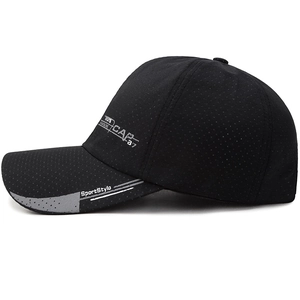 Breathable black mesh baseball cap with CAP-37 printing and grey contrast stitching