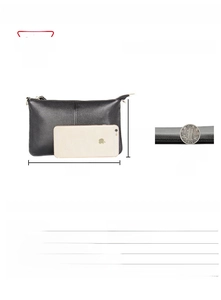 Detailed size specifications of the slim leather clutch showing 24x15x1cm dimensions