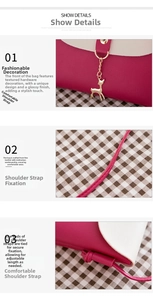 Detail of a mini crossbody bag featuring a gold deer charm and adjustable knotted strap