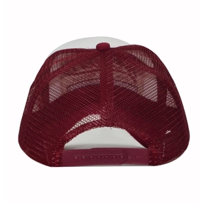 Casquette trucker bordeaux et blanc ajustable avec filet, snapback et broderie 3D