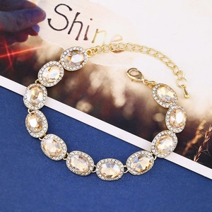 Details von Brautarmband mit champagnerfarbenen Kristallen, Strass und Karabinerverschluss