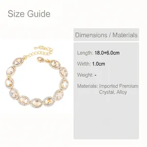Elegantes Brautarmband mit champagnerfarbenen Kristallen in Goldlegierung, verstellbar