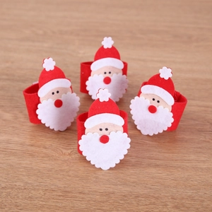 Christmas Santa Claus Napkin Rings Non-Woven Fabric Red White Felt Table Decoration For Home Hotel Party Dinner Decor