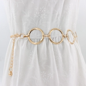 Cinturón De Cadena De Metal Para Mujer Elegante Grandes Aros Redondos Cadena De Cintura Ajustable Para Vestido Moda