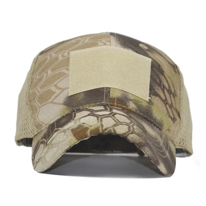 Tactical python camouflage mesh baseball cap with front velcro patch and khaki mesh