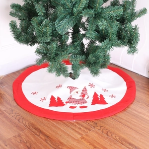 High Grade Embroidered Christmas Tree Skirt Round Red White Santa Claus Snowflake Tree Mat For Holiday Home Party Decoration
