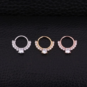 Ethnic style micro-set zircon nose rings in silver, gold, and rose gold finishes
